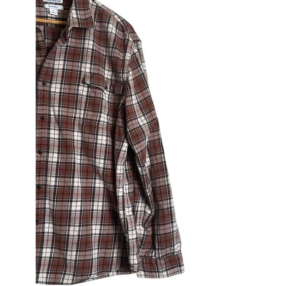 Amazon Essentials Women's Plaid Button Front Flannel Shirt Size XXL Brown Cream - Picture 3 of 8